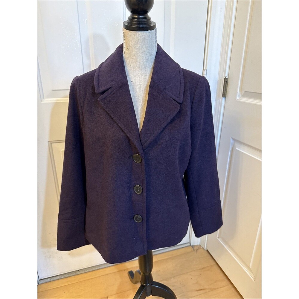 PURPLE WOOL BLEND Coldwater Creek Size 14 Women’s Long sleeved Jacket